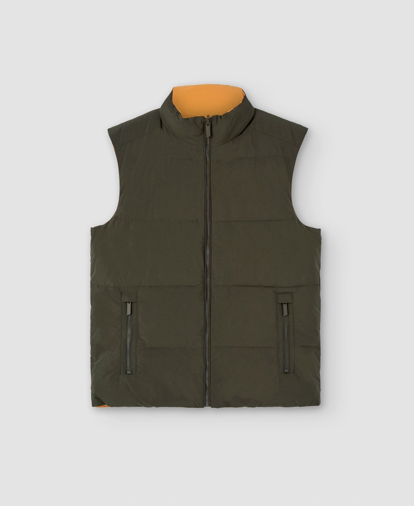 Men Vest | Khaki Reversible Padded Nylon Vest by Spanish designer Adolfo Dominguez