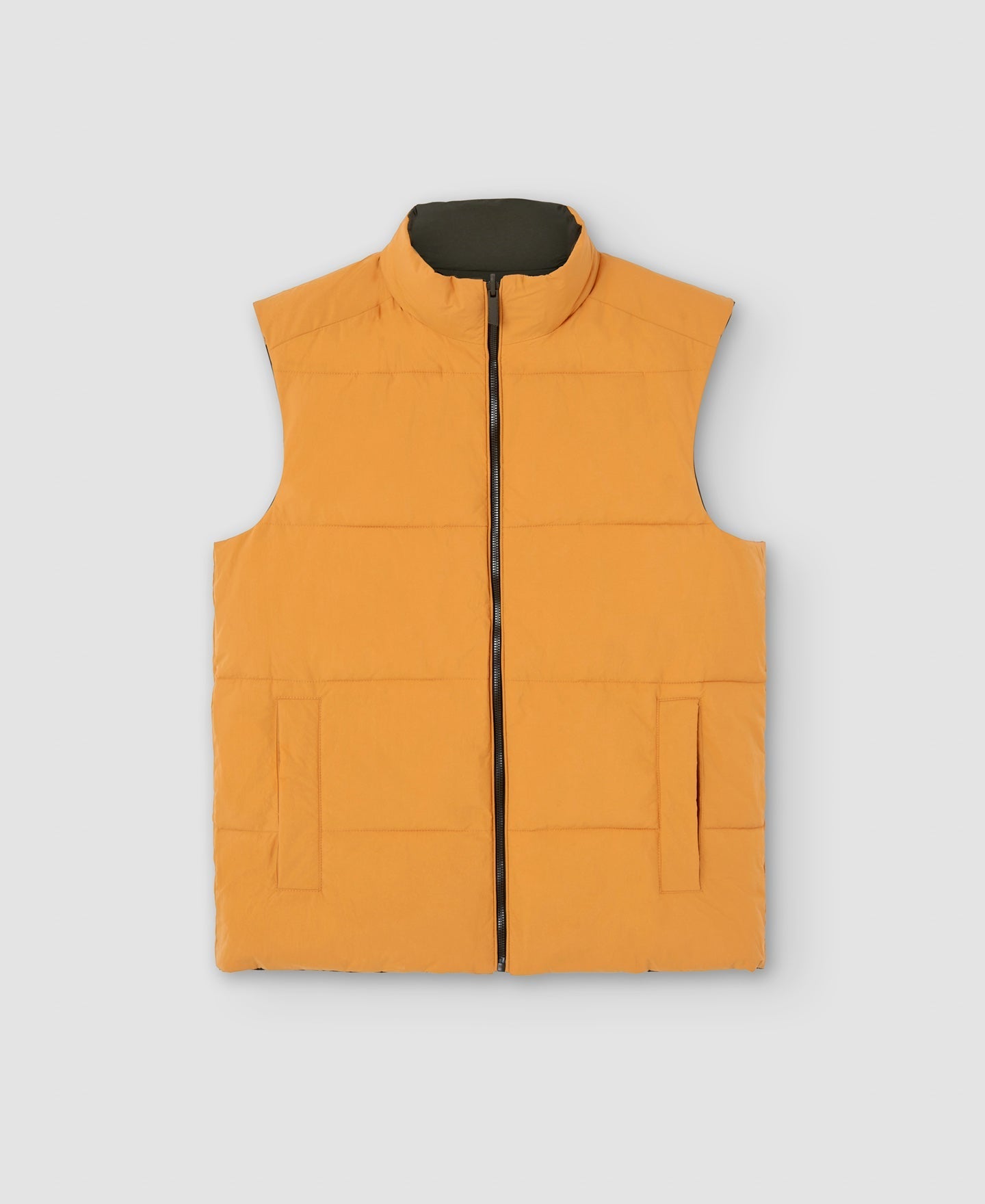 Men Vest | Khaki Reversible Padded Nylon Vest by Spanish designer Adolfo Dominguez
