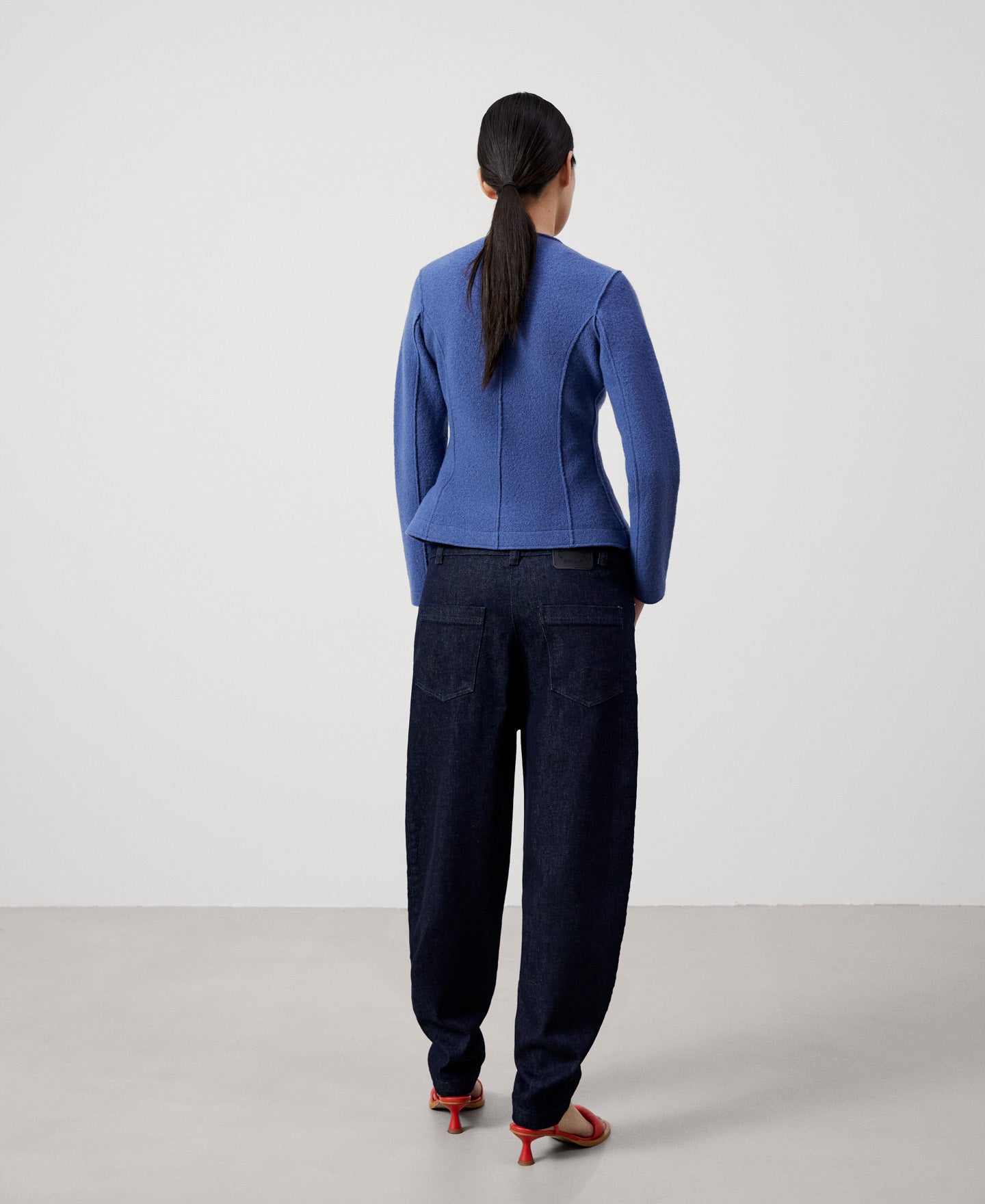 Women Structured Jacket | Light Blue Merino Wool Jacket by Spanish designer Adolfo Dominguez