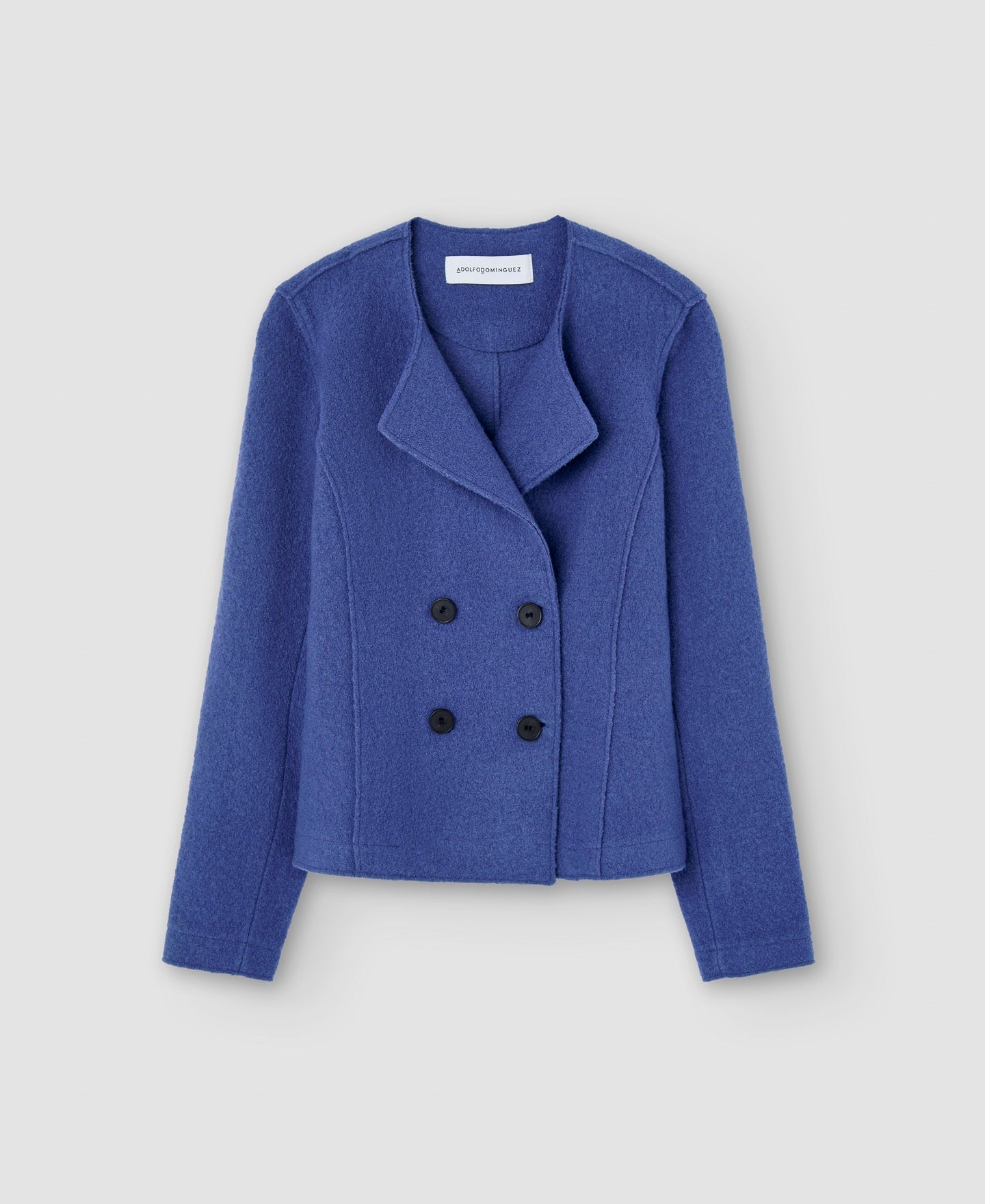 Women Structured Jacket | Light Blue Merino Wool Jacket by Spanish designer Adolfo Dominguez