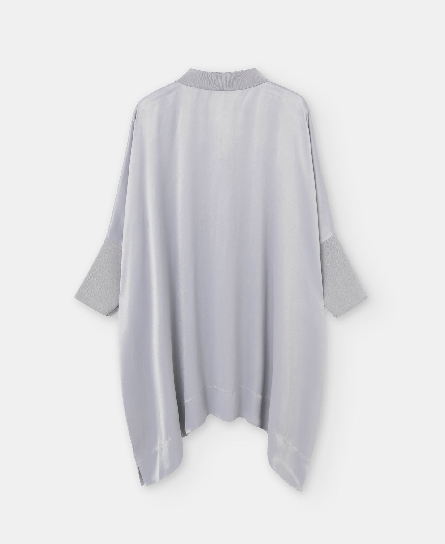 Women Short Sleeved Shirt | Light Grey Fluid Viscose Blouse by Spanish designer Adolfo Dominguez