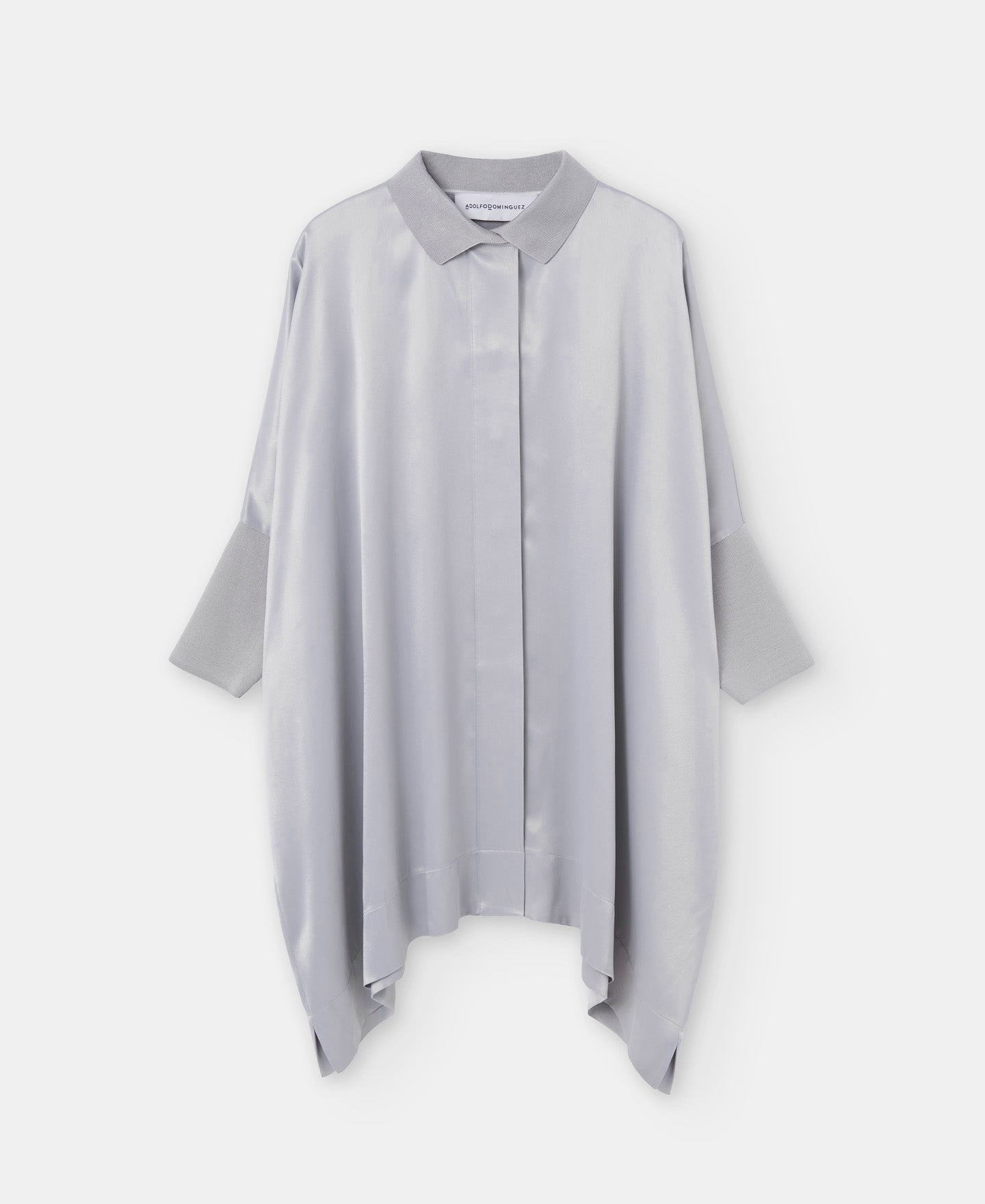 Women Short Sleeved Shirt | Light Grey Fluid Viscose Blouse by Spanish designer Adolfo Dominguez