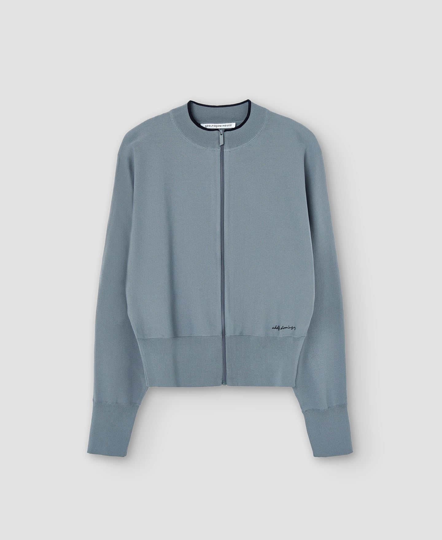 Women Knit Jacket | Light Grey Japanese Sleeve Bomber Jacket by Spanish designer Adolfo Dominguez