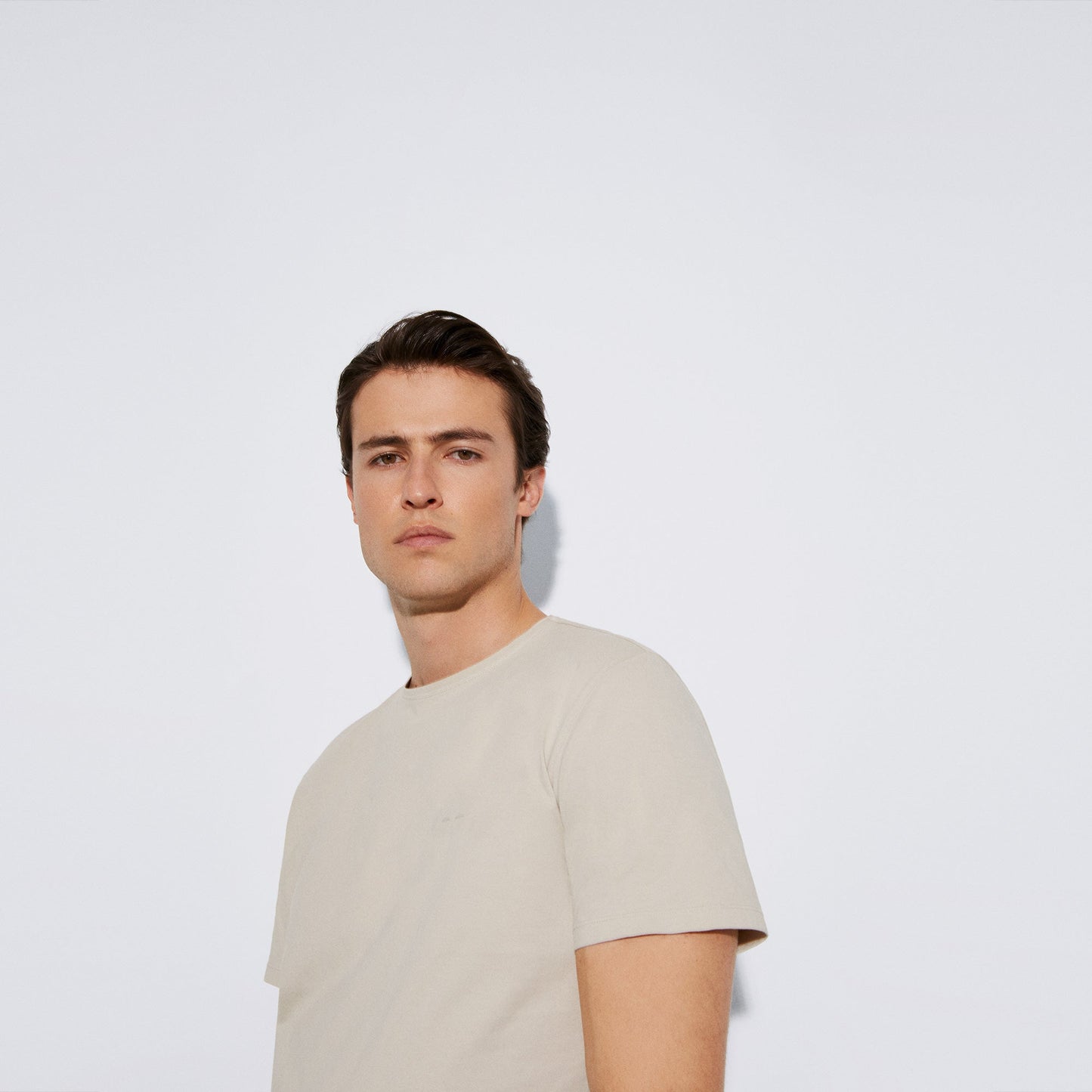 Men T-Shirt (Short Sleeve) | Light Grey Short-Sleeved Cotton T-Shirt by Spanish designer Adolfo Dominguez