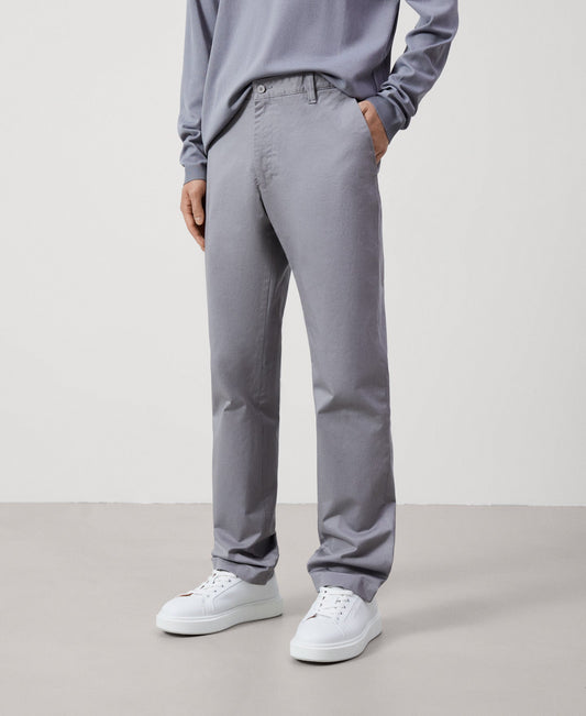 Men Trousers | Light Grey Stretch Cotton Chino Trousers by Spanish designer Adolfo Dominguez