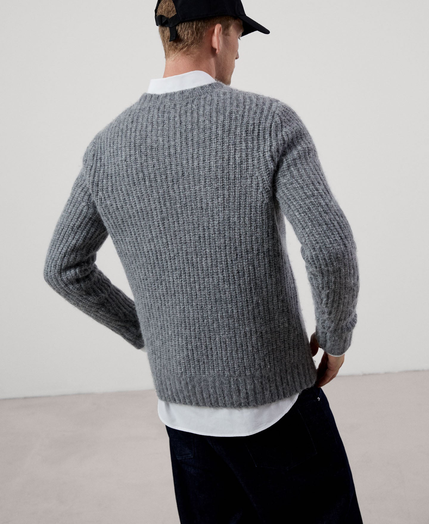 Men Jersey | Light Grey Sweater by Spanish designer Adolfo Dominguez