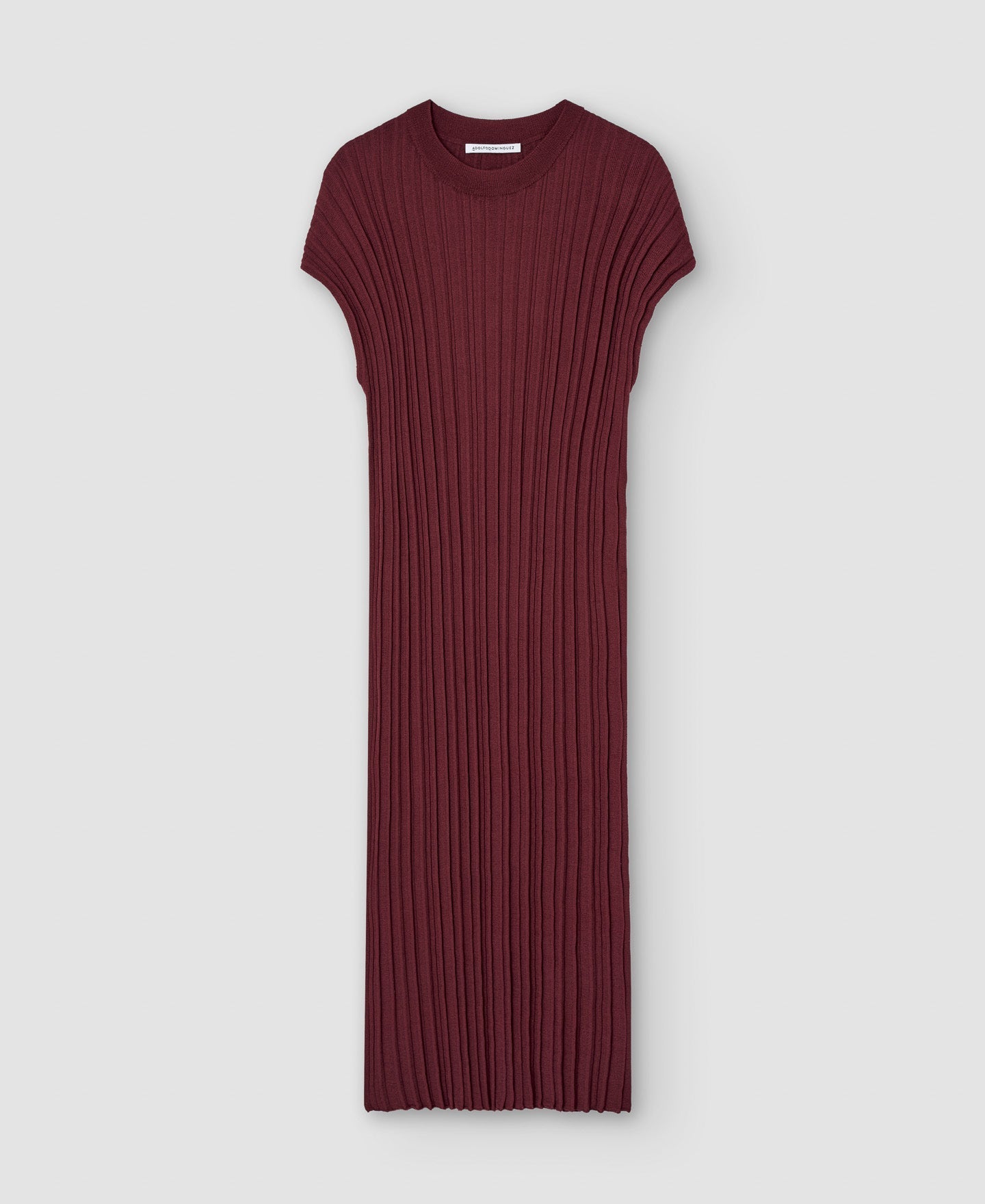 Women Dress | Light Maroon Pleated Viscose Dress by Spanish designer Adolfo Dominguez