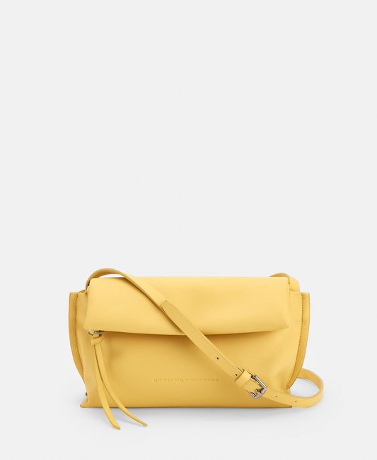 Women Bags | Light Yellow Recycled Polyurethane Small Shoulder Bag by Spanish designer Adolfo Dominguez