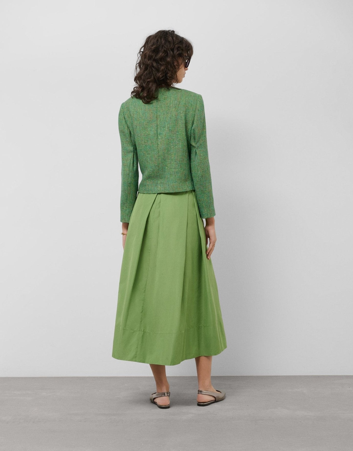 Skirts | Long green taffeta skirt with front slit by Spanish designer Roberto Verino