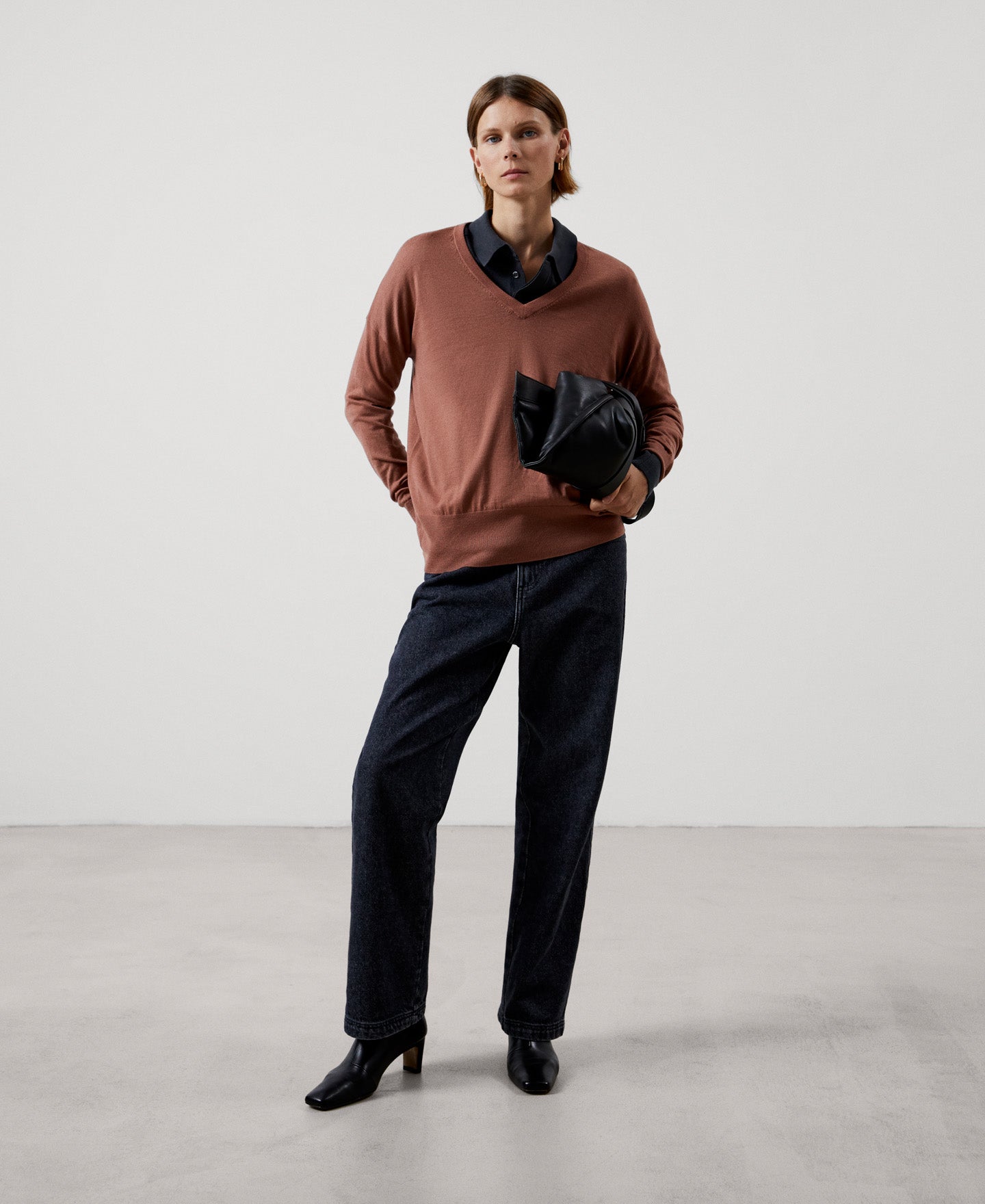 Women Jersey | Makeup V-Neckline Merino Wool Sweater by Spanish designer Adolfo Dominguez