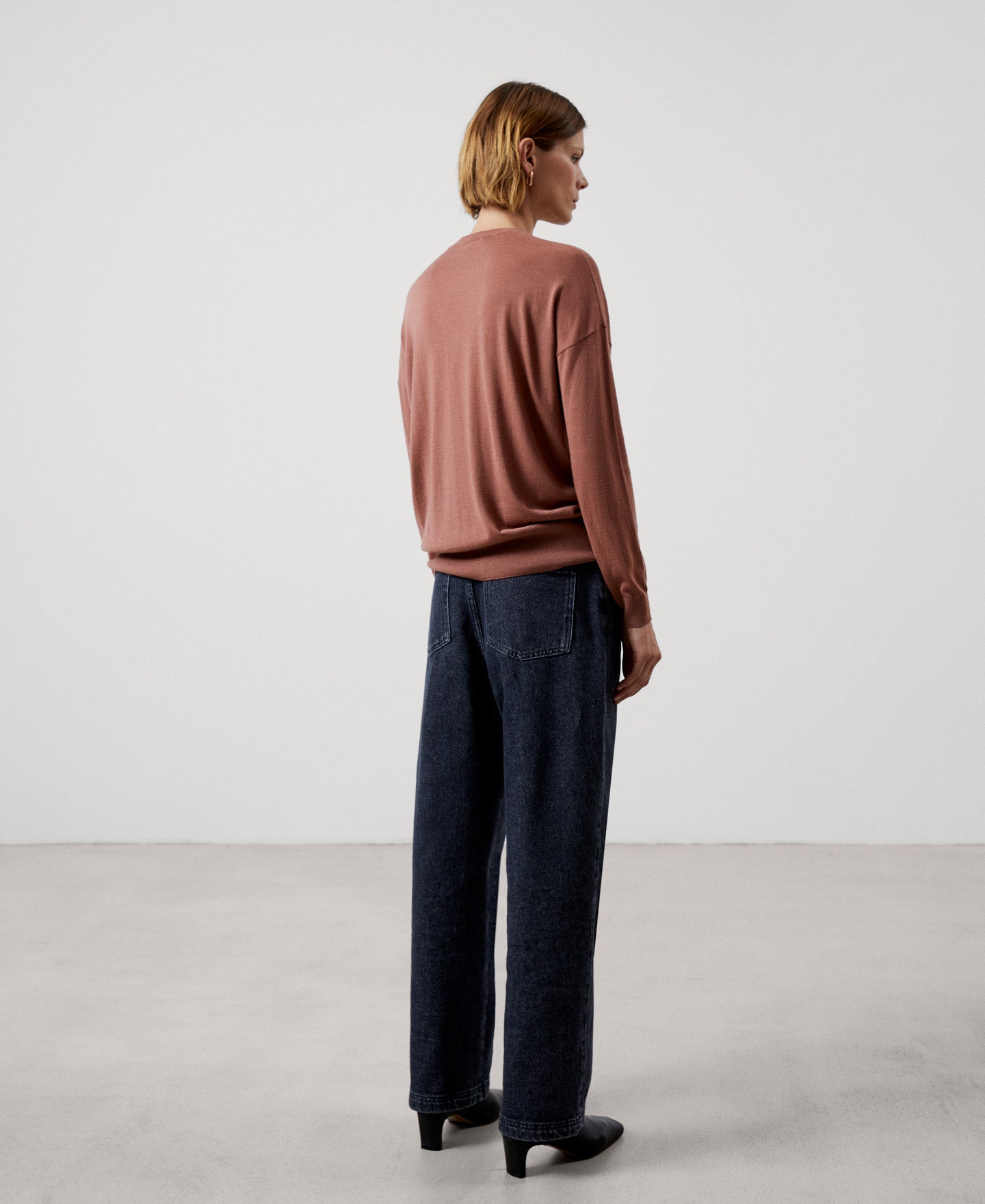 Women Jersey | Makeup V-Neckline Merino Wool Sweater by Spanish designer Adolfo Dominguez