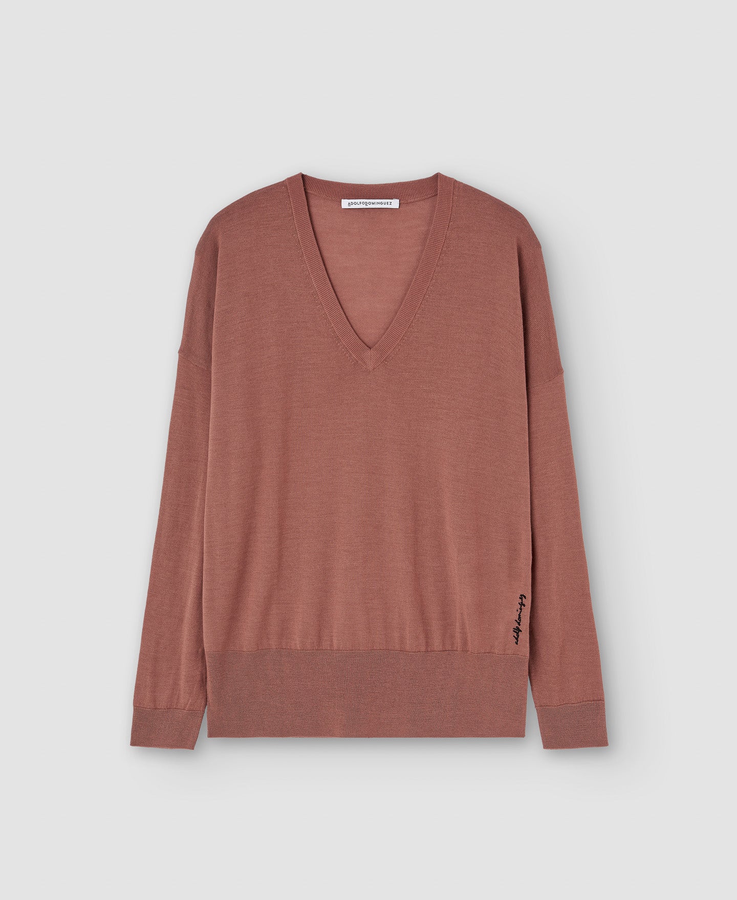 Women Jersey | Makeup V-Neckline Merino Wool Sweater by Spanish designer Adolfo Dominguez