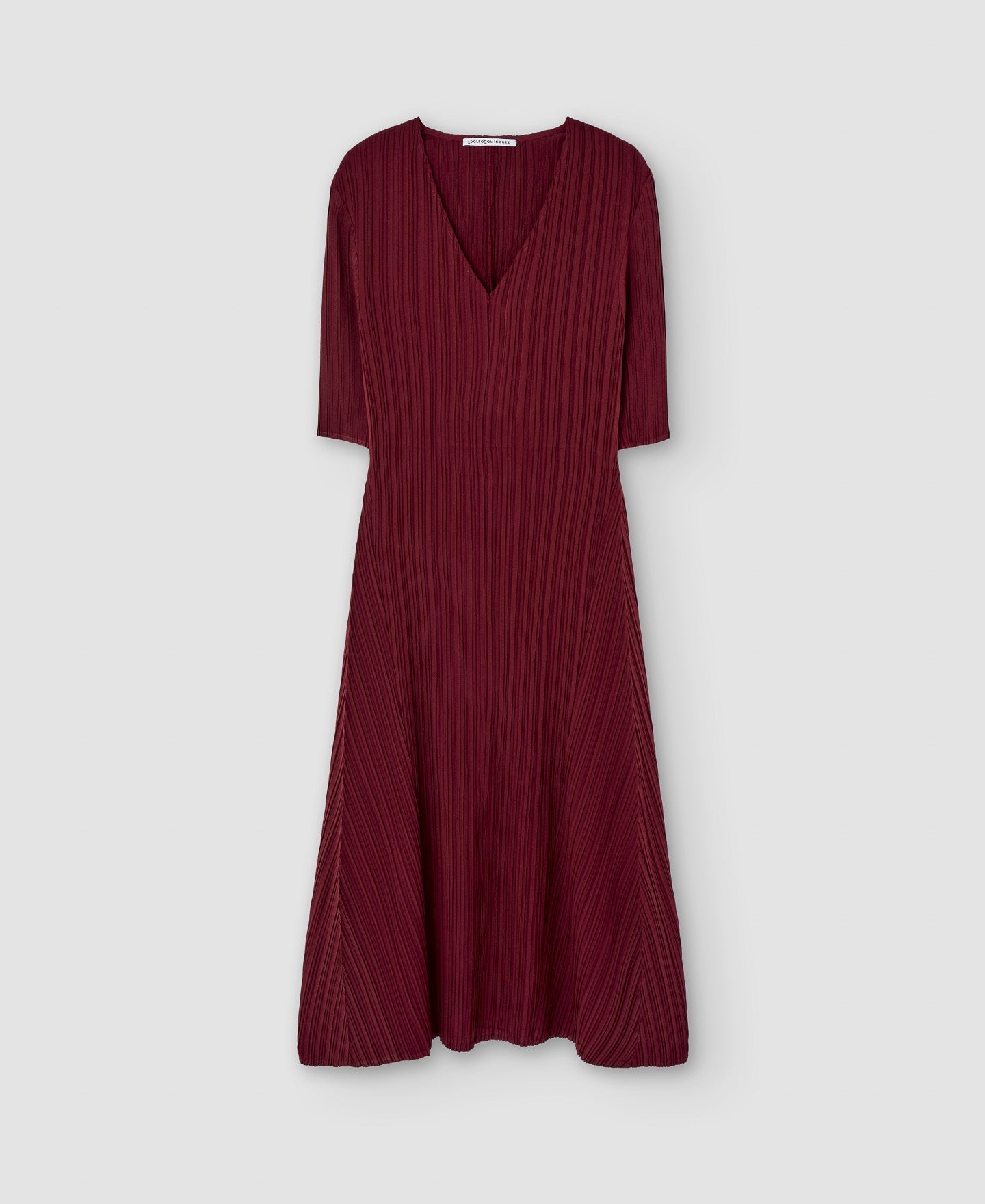 Women Dress | Maroon A-Line Crinkle Dress by Spanish designer Adolfo Dominguez