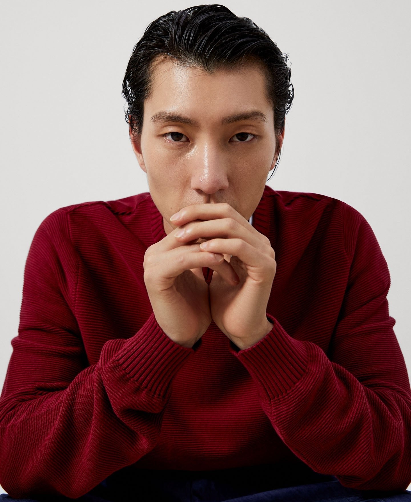 Men Jersey | Maroon Cotton Crew Neck Sweater by Spanish designer Adolfo Dominguez