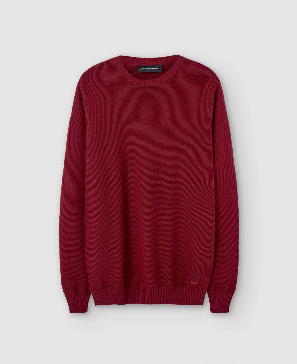 Men Jersey | Maroon Cotton Crew Neck Sweater by Spanish designer Adolfo Dominguez