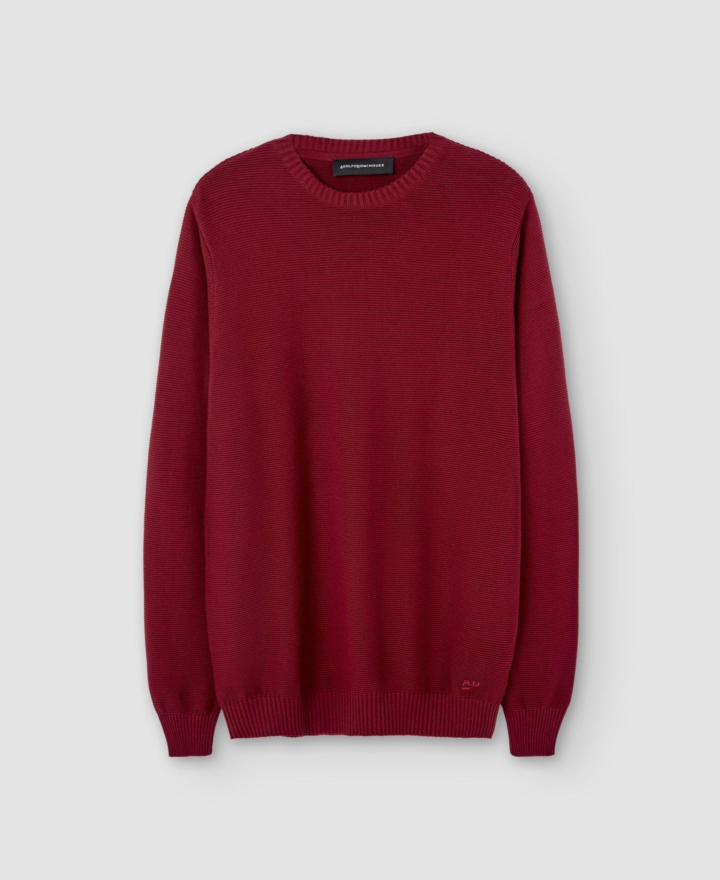 Men Jersey | Maroon Cotton Crew Neck Sweater by Spanish designer Adolfo Dominguez