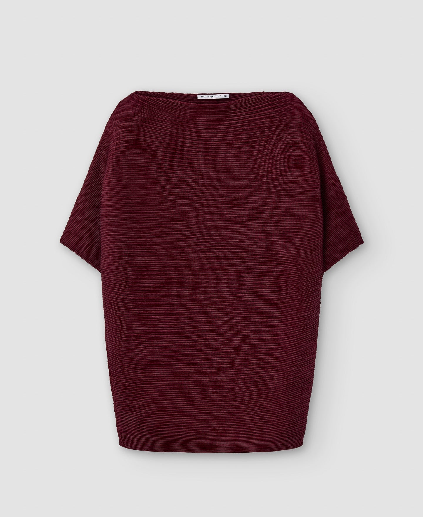 Women Shirt | Maroon Crinkle Bat Sleeve Sweater by Spanish designer Adolfo Dominguez