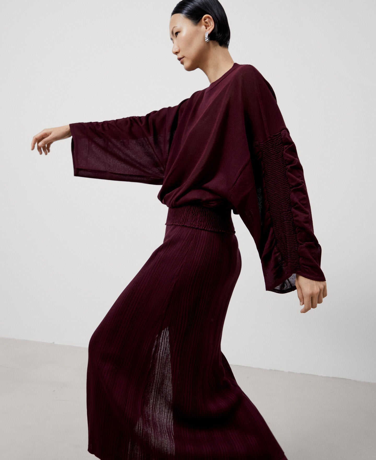 Women Jersey | Maroon Lenzing™ Viscose Sweater by Spanish designer Adolfo Dominguez