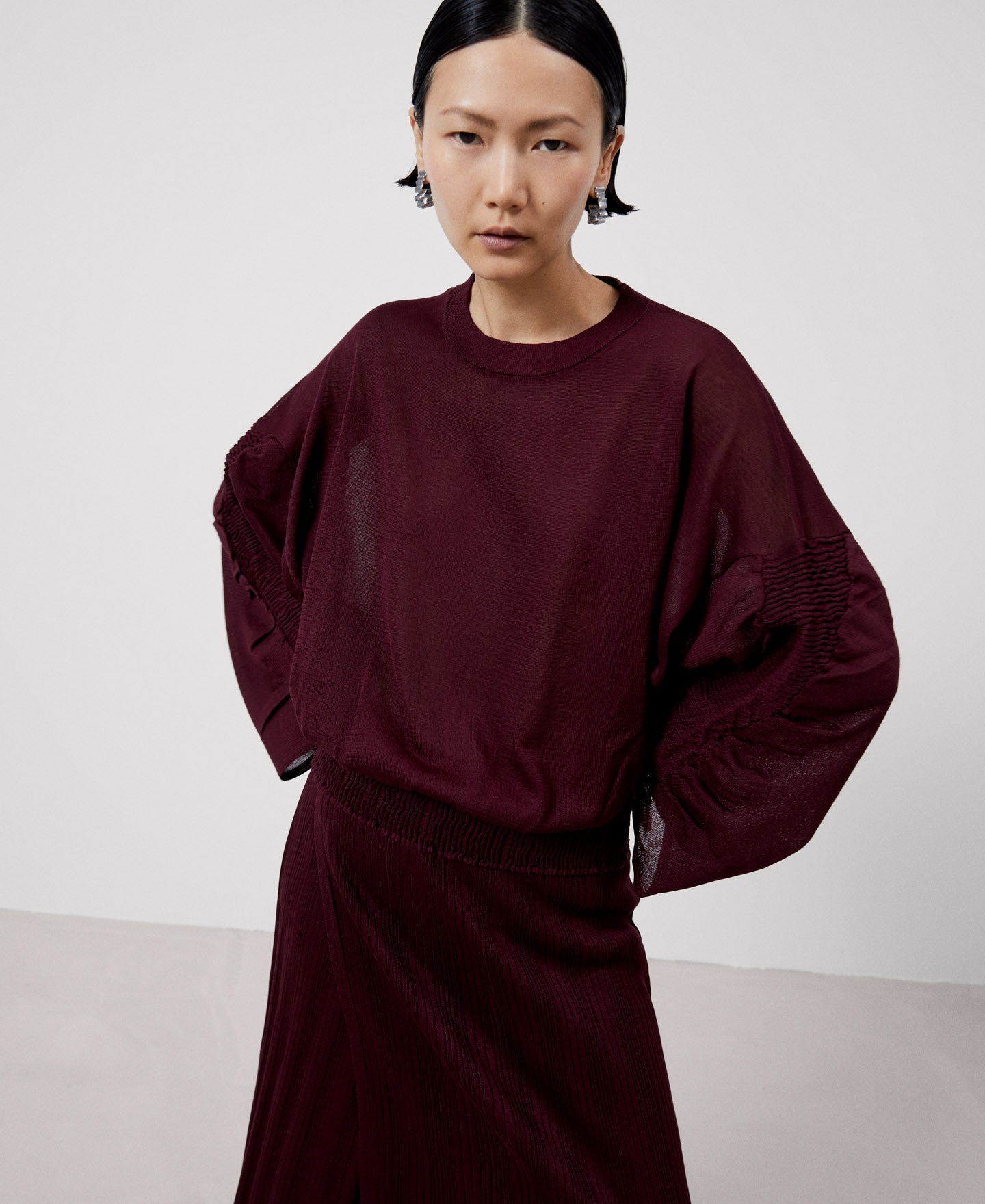 Women Jersey | Maroon Lenzing™ Viscose Sweater by Spanish designer Adolfo Dominguez