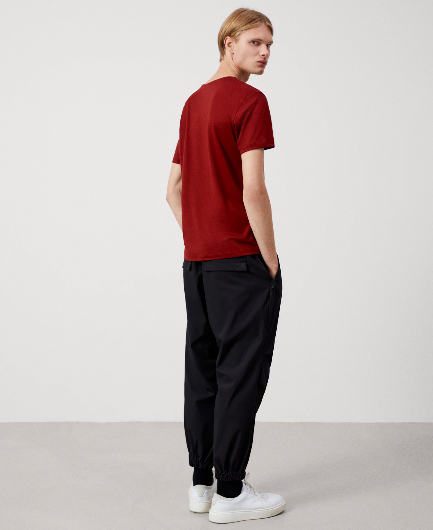 Men T-Shirt (Short Sleeve) | Maroon Lyocell Crew Neck T-Shit by Spanish designer Adolfo Dominguez