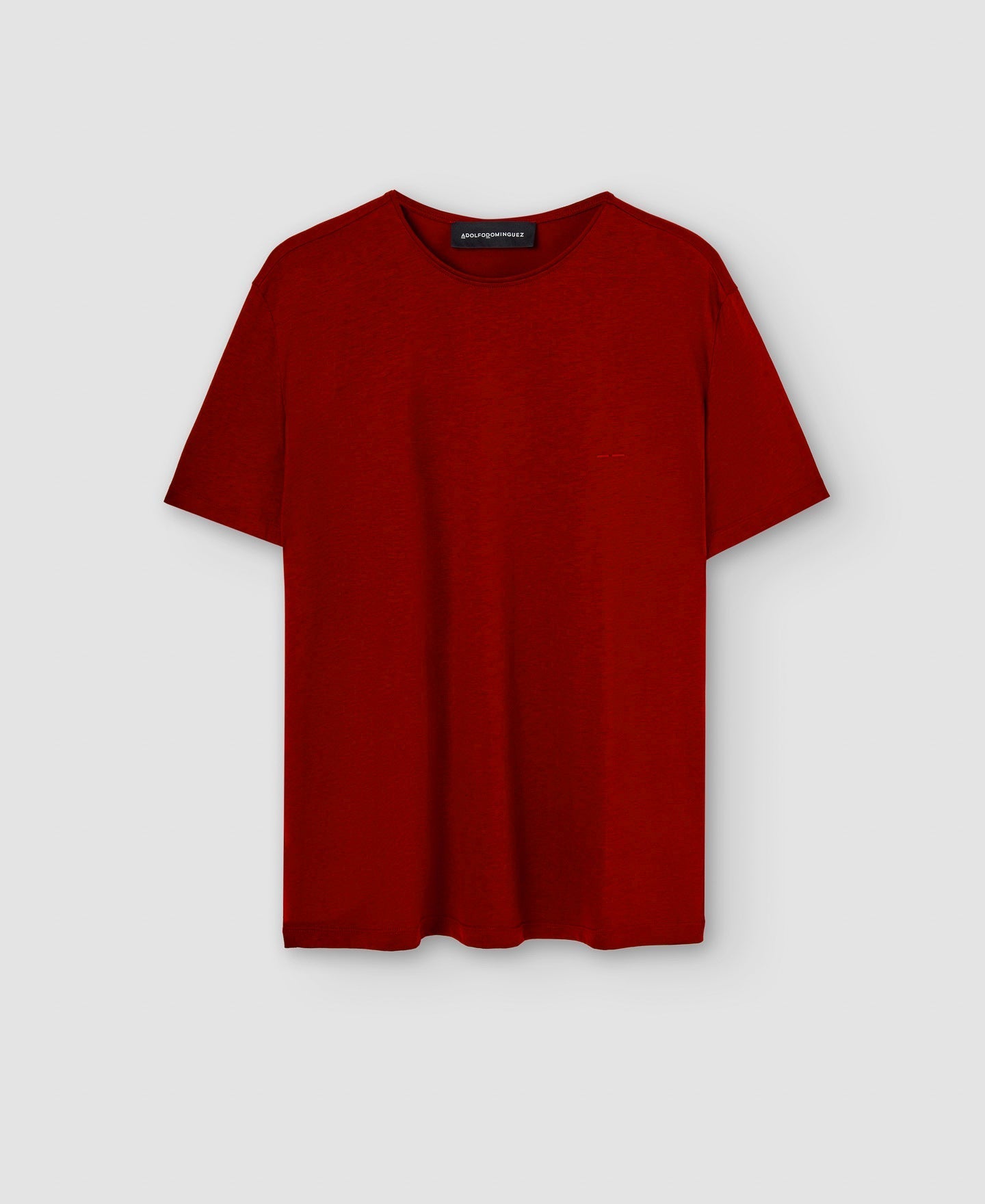 Men T-Shirt (Short Sleeve) | Maroon Lyocell Crew Neck T-Shit by Spanish designer Adolfo Dominguez