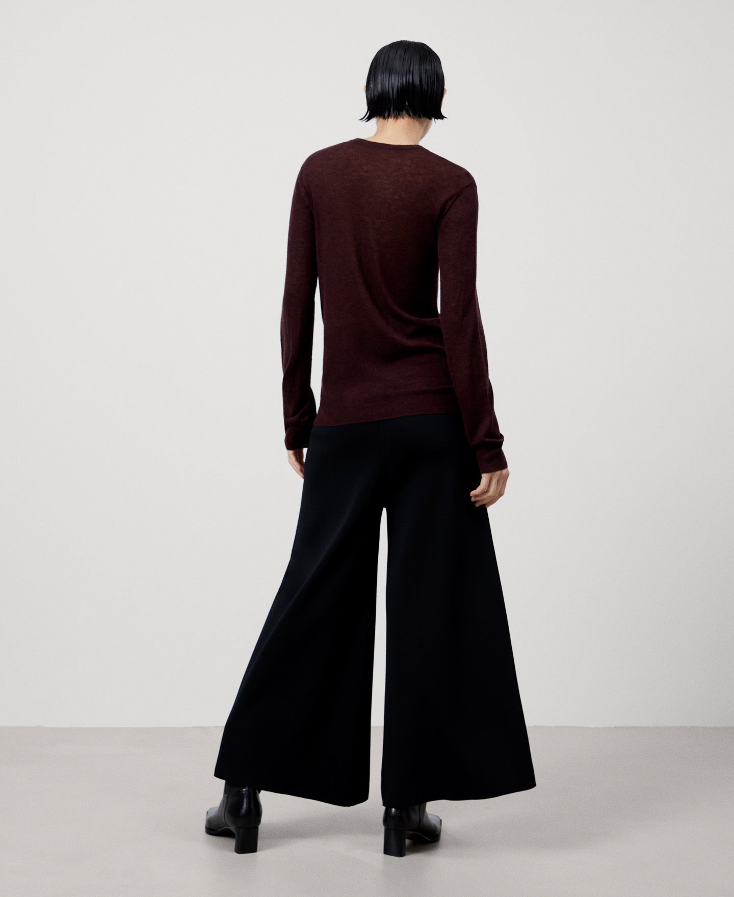 Women Jersey | Maroon Merino Wool Crew Neck Sweater by Spanish designer Adolfo Dominguez