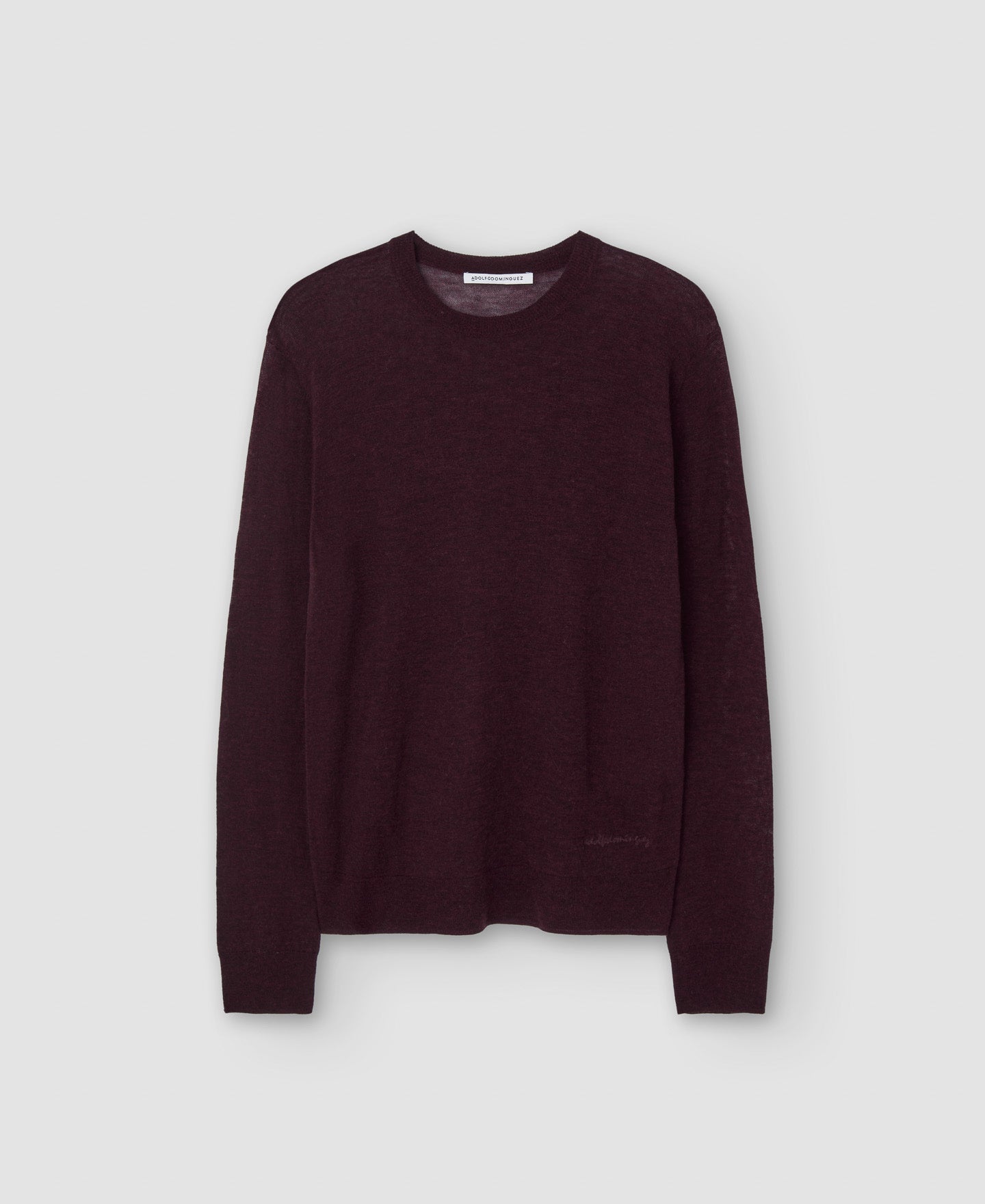 Women Jersey | Maroon Merino Wool Crew Neck Sweater by Spanish designer Adolfo Dominguez
