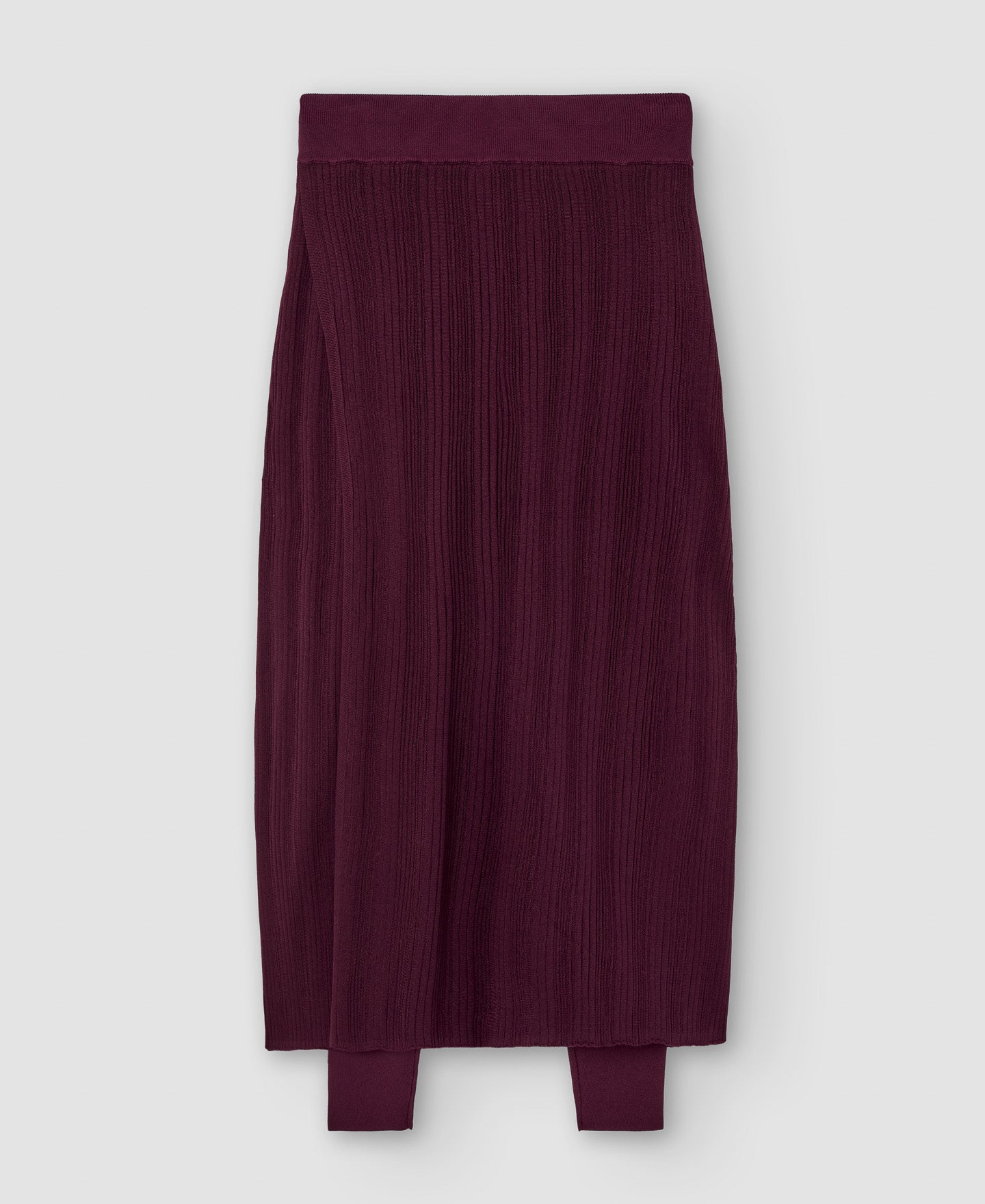 Women Skirt | Maroon Pleated Viscose Skirt With Leggings by Spanish designer Adolfo Dominguez