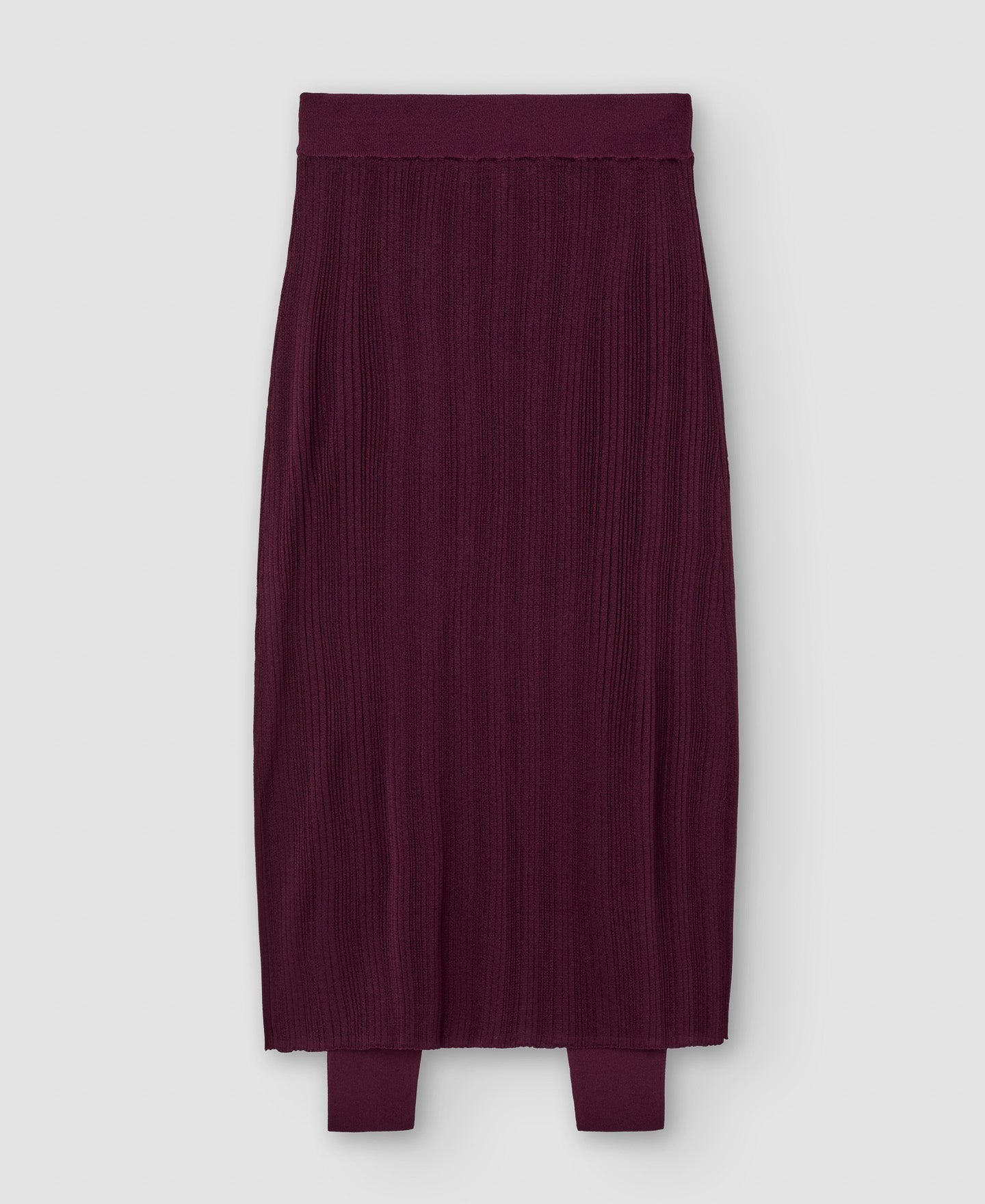 Women Skirt | Maroon Pleated Viscose Skirt With Leggings by Spanish designer Adolfo Dominguez