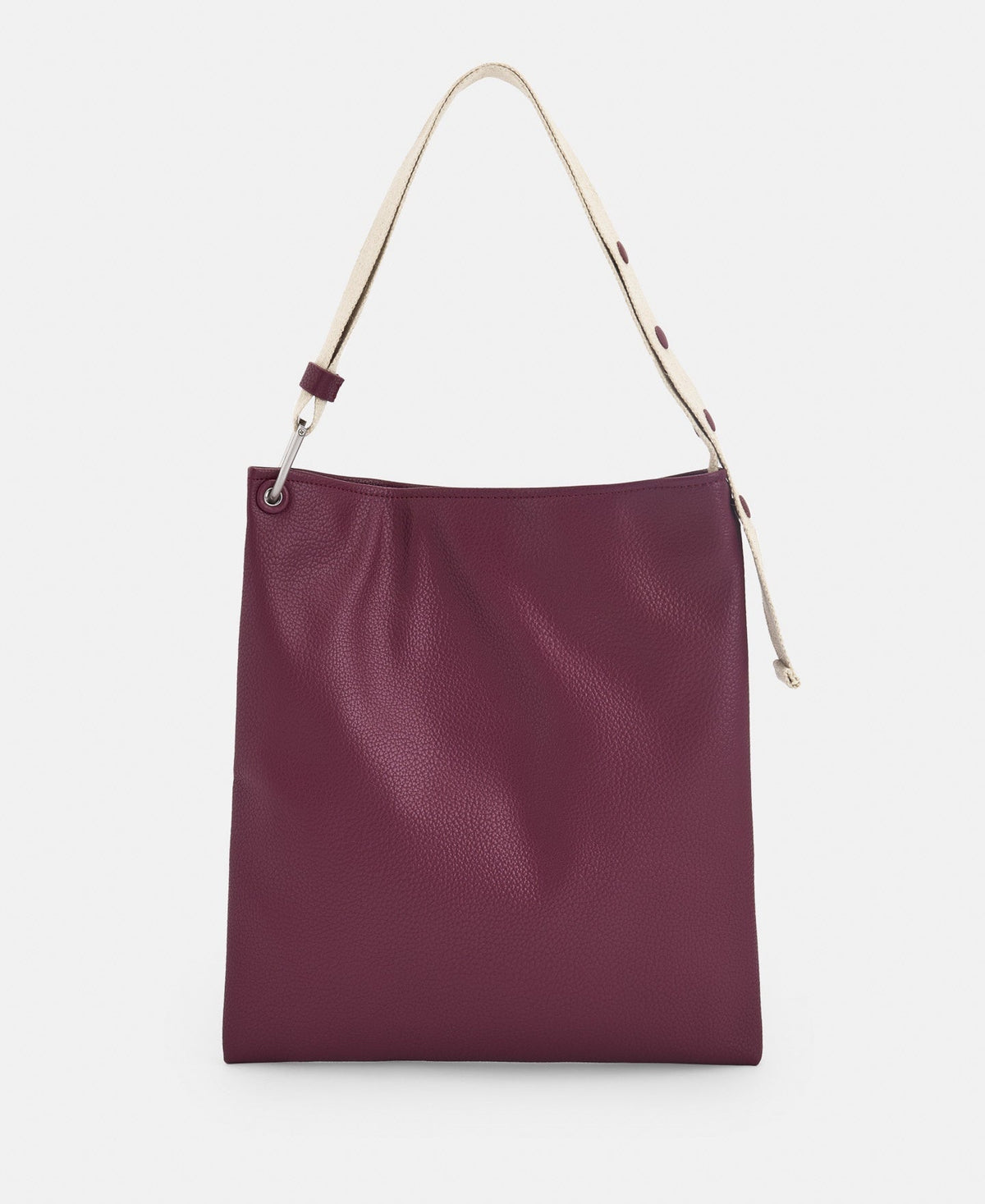 Women Bags | Maroon Recycled Material Vertical Hobo Bag by Spanish designer Adolfo Dominguez