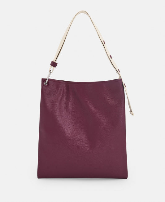 Women Bags | Maroon Recycled Material Vertical Hobo Bag by Spanish designer Adolfo Dominguez