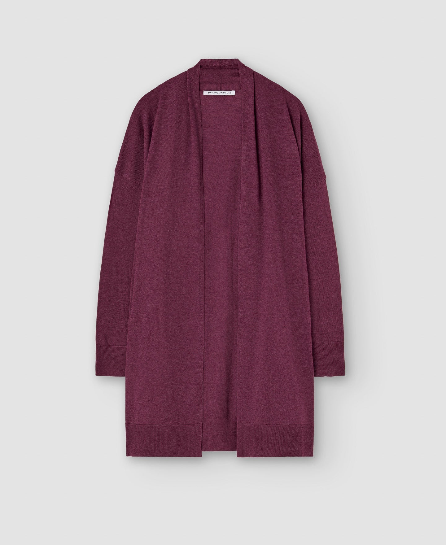 Women Knit Jacket | Maroon Responsible Merino Wool Jacket by Spanish designer Adolfo Dominguez