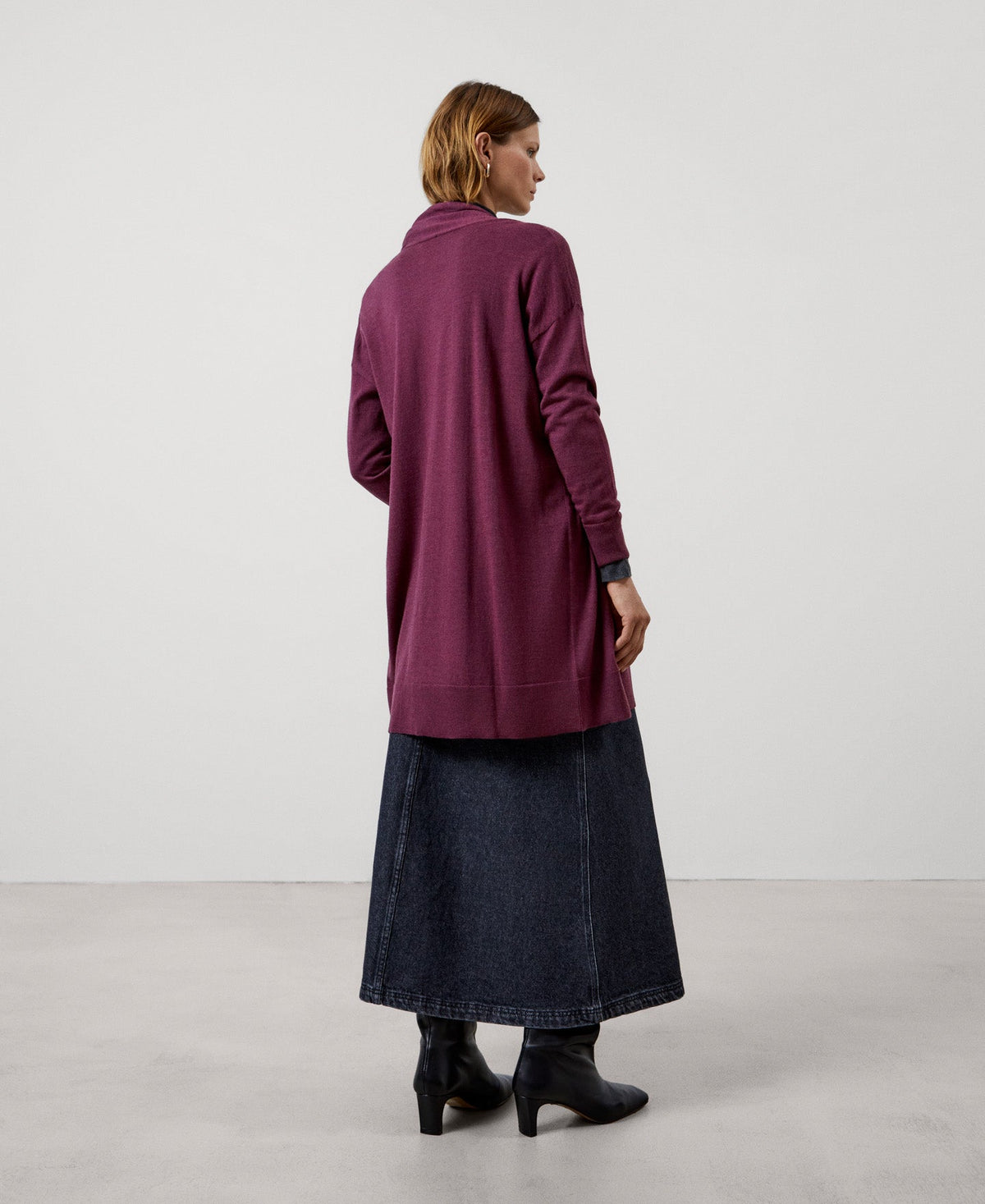Women Knit Jacket | Maroon Responsible Merino Wool Jacket by Spanish designer Adolfo Dominguez