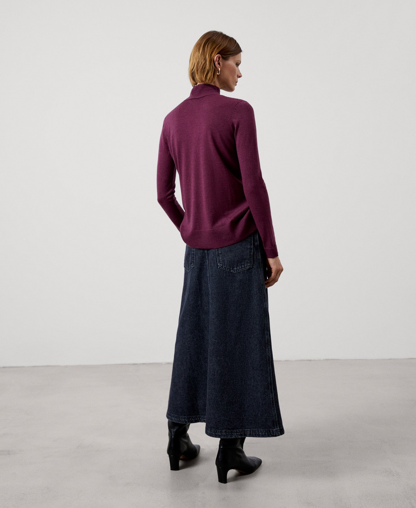 Women Jersey | Maroon Responsible Merino Wool Sweater by Spanish designer Adolfo Dominguez