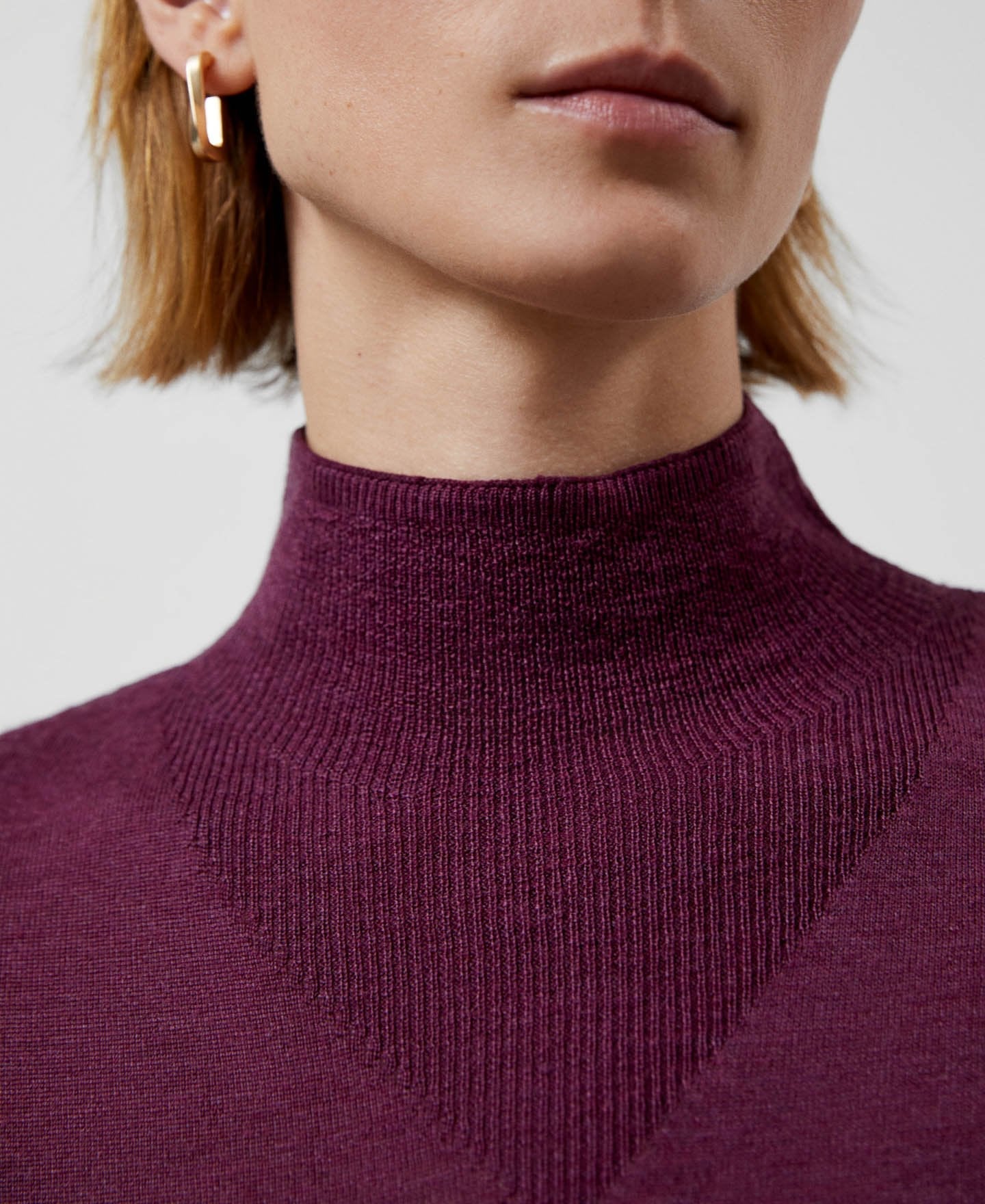 Women Jersey | Maroon Responsible Merino Wool Sweater by Spanish designer Adolfo Dominguez