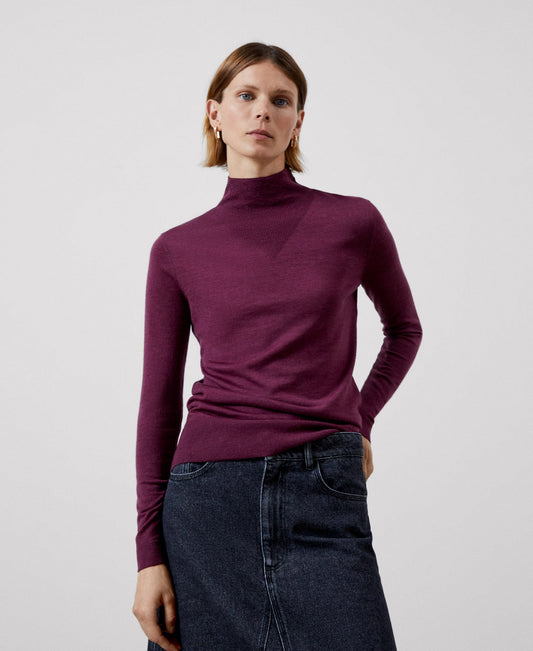 Women Jersey | Maroon Responsible Merino Wool Sweater by Spanish designer Adolfo Dominguez