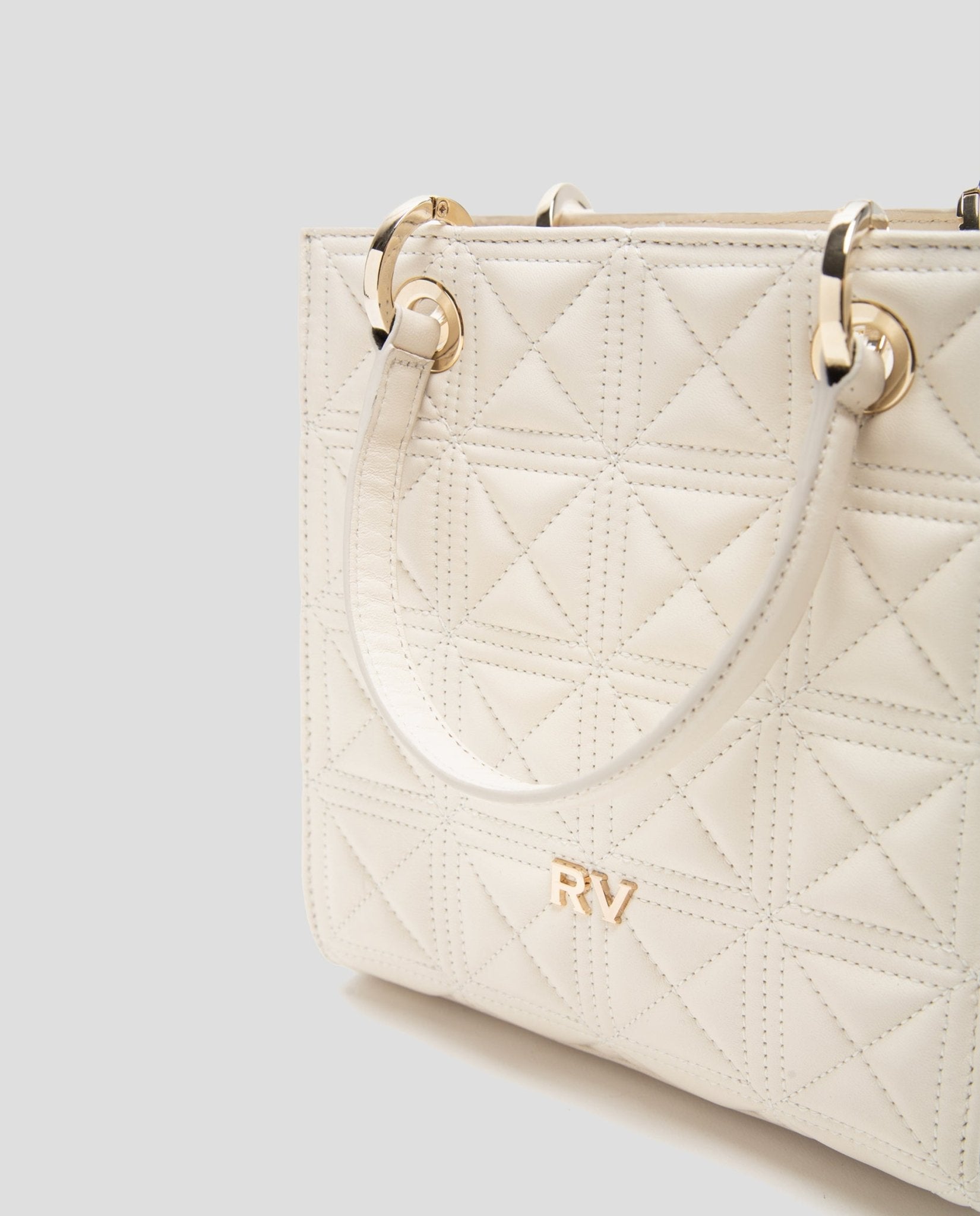 Handbags | Mini Cute Ecru Quilted Leather Satchel Bag by Spanish designer Roberto Verino
