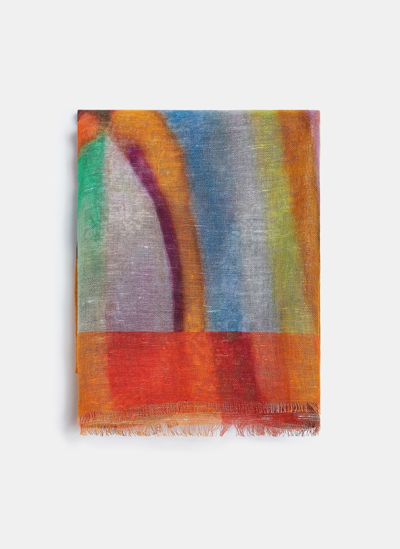 Women Shawl | Multicolor Cotton And Linen Scarf With Print by Spanish designer Adolfo Dominguez