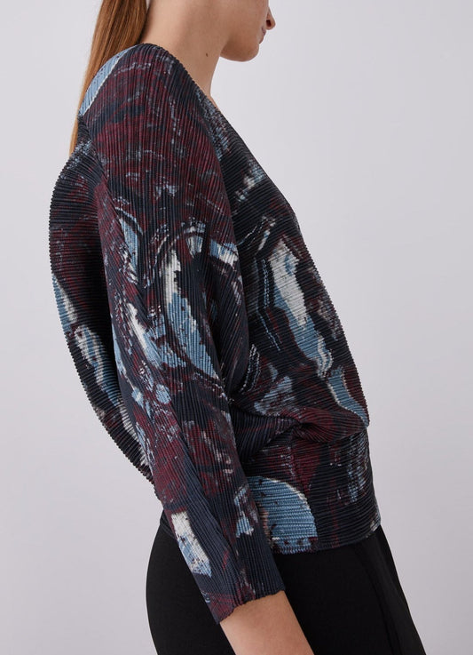 Women Shirt | Multicolor Printed Crinkle Sweatshirt by Spanish designer Adolfo Dominguez