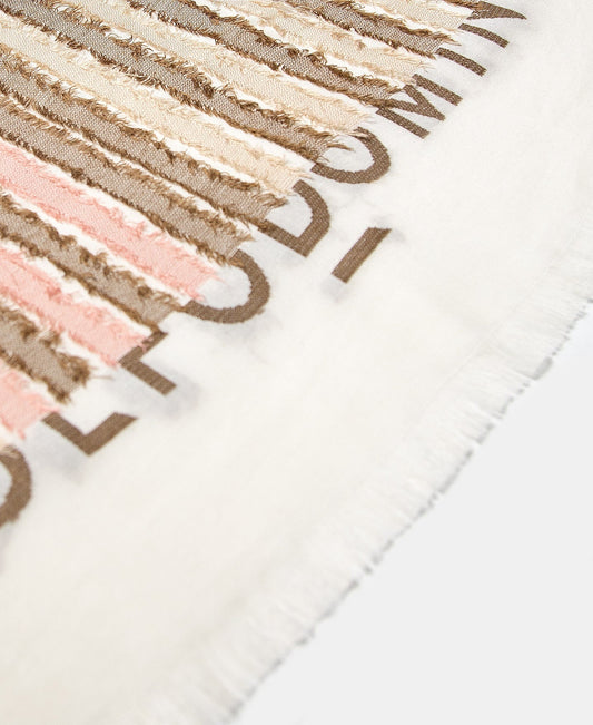 Women Shawl | Multicolor Shawl With Frayed Stripes by Spanish designer Adolfo Dominguez