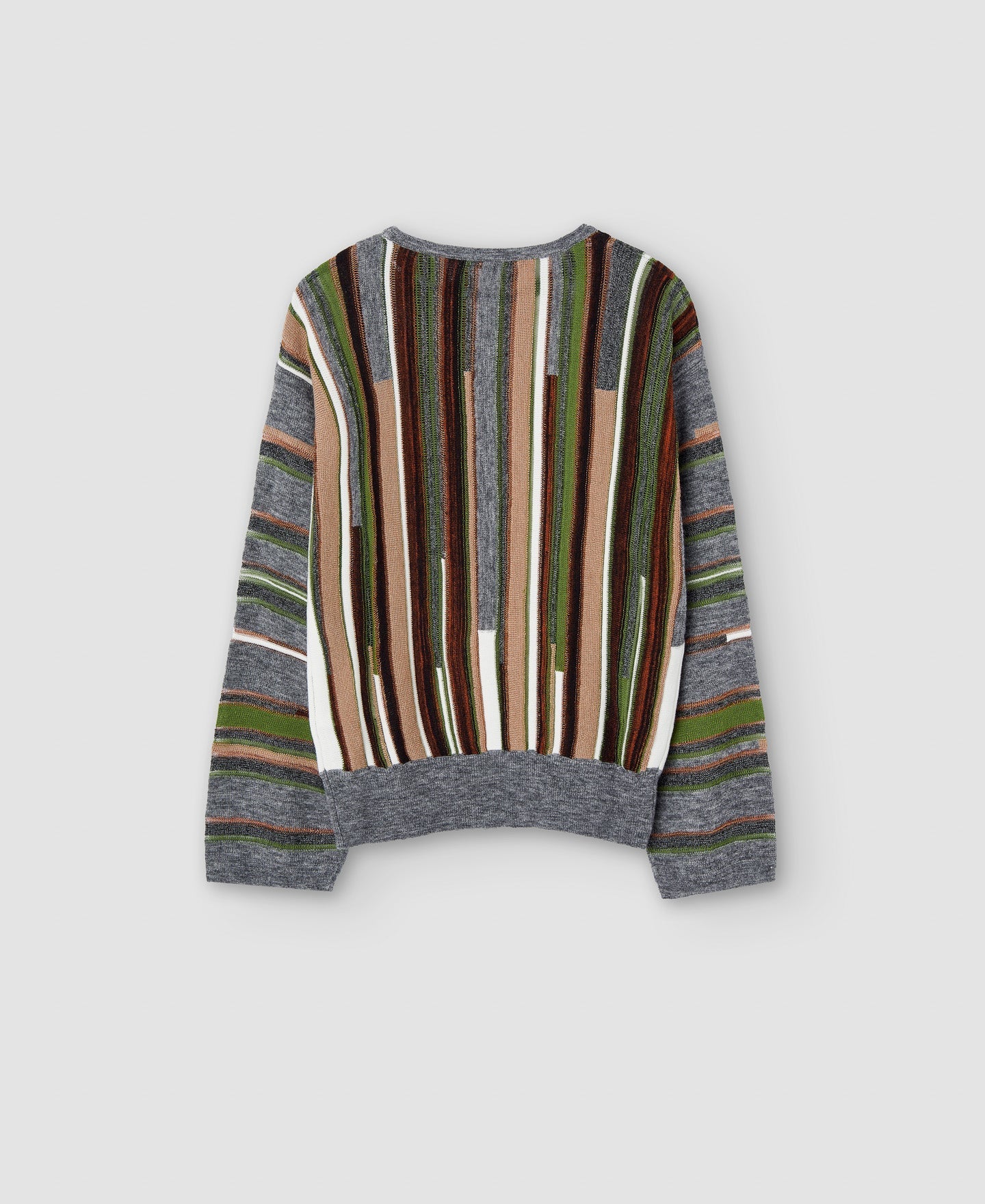Women Jersey | Multicolor Wool Intarsia Round Neckline Sweater by Spanish designer Adolfo Dominguez