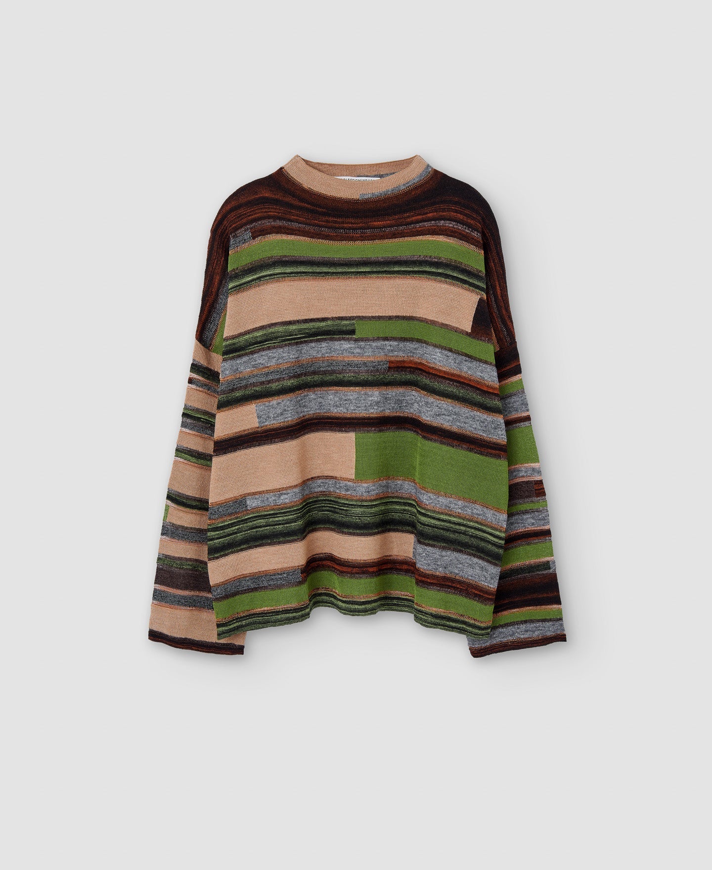 Women Jersey | Multicolor Wool Knitted Perkins Collar Sweater by Spanish designer Adolfo Dominguez