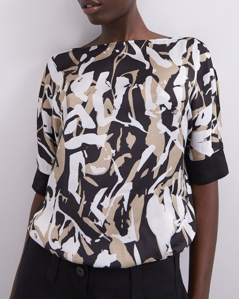 Women Long-Sleeve T-Shirt | Multicolor2 Camiseta Estampada En Tejido Y Punto by Spanish designer Adolfo Dominguez