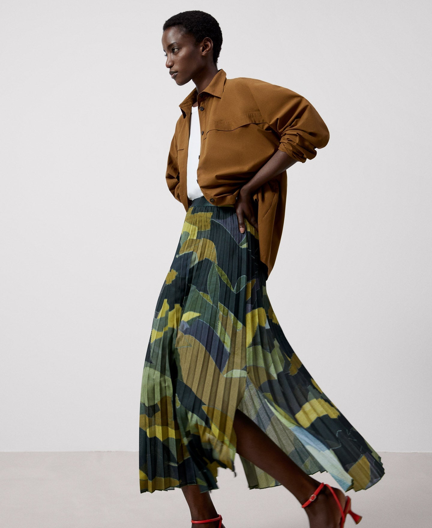 Women Skirt | Multicolor2 Pleated Midi Skirt by Spanish designer Adolfo Dominguez