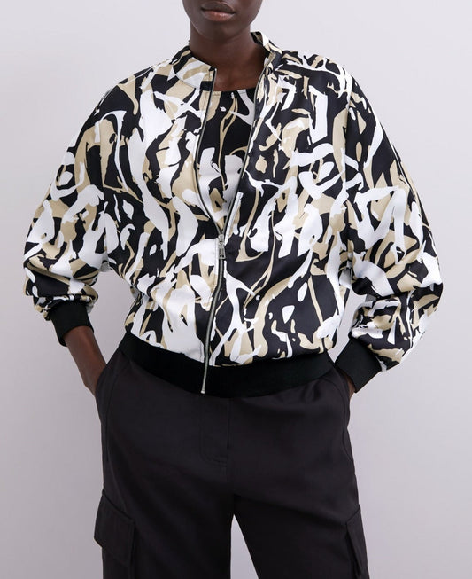 Women Unstructured Jacket | Multicolor2 Printed Bomber Jacket by Spanish designer Adolfo Dominguez