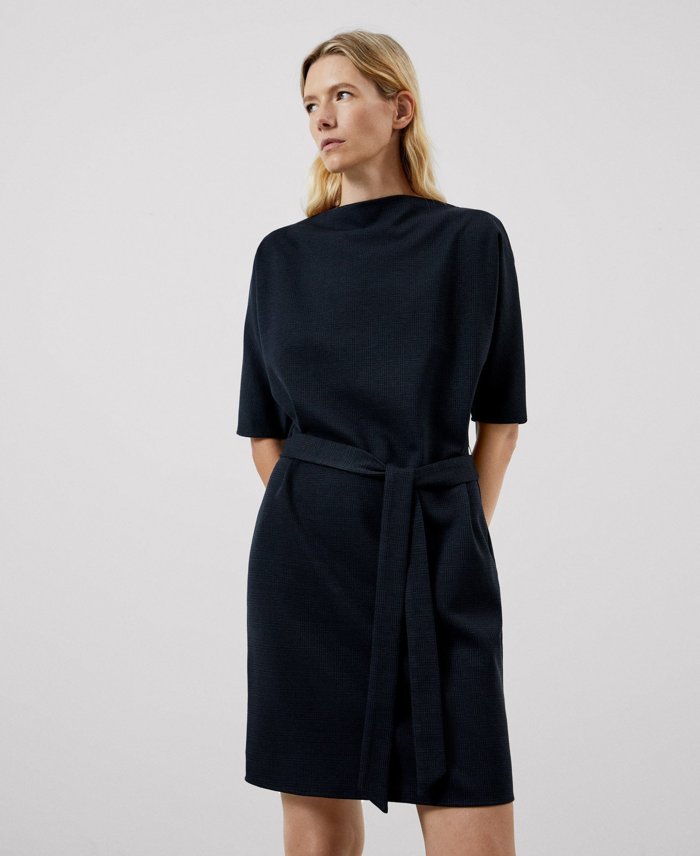 Women Dress | Multicolor2 Recycled Polyester Belted Dress by Spanish designer Adolfo Dominguez