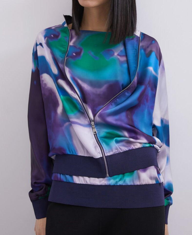 Women Long-Sleeve T-Shirt | Multicolor3 Neon Print Combined T-Shirt by Spanish designer Adolfo Dominguez