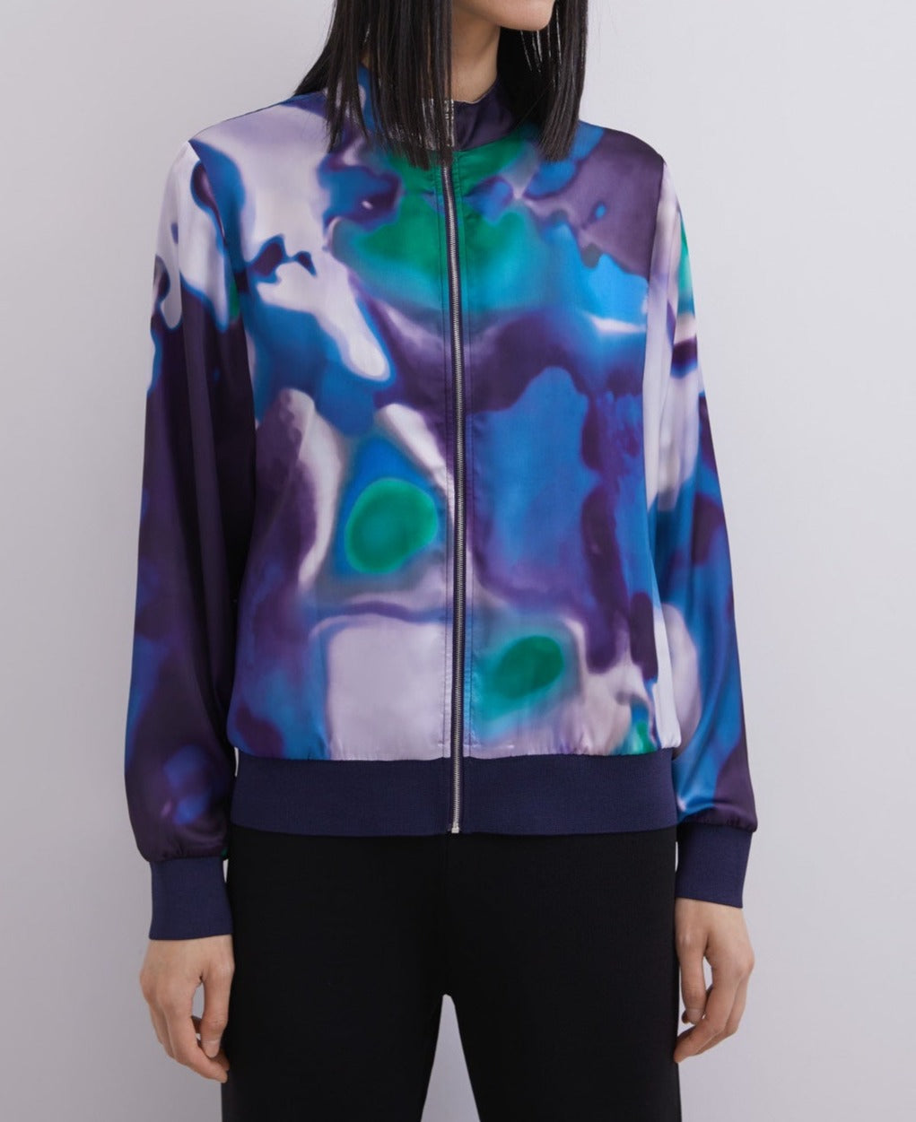 Women Unstructured Jacket | Multicolor3 Printed Bomber Jacket by Spanish designer Adolfo Dominguez