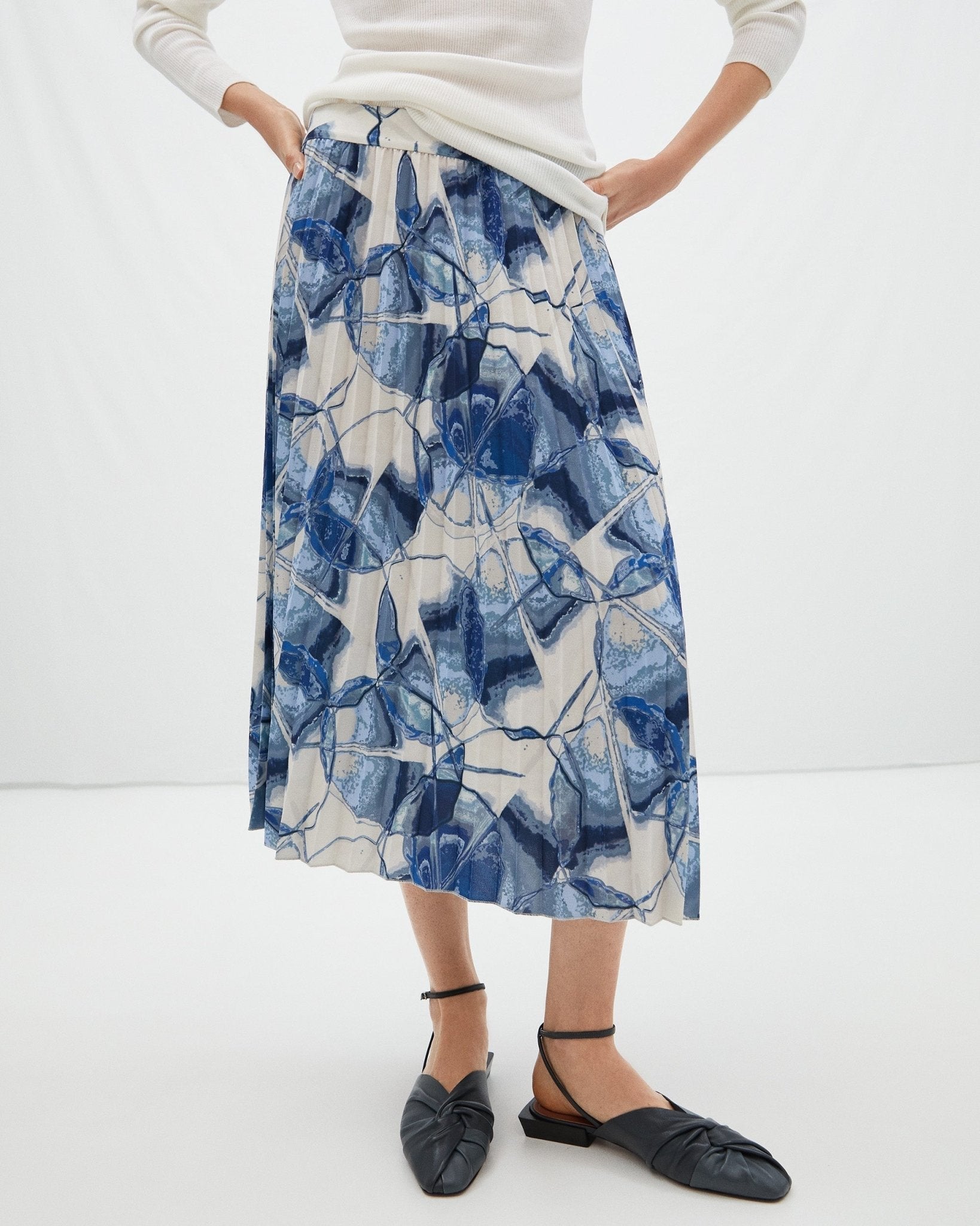 Women Skirt | Multicolour Crinkle Printed Skirt by Spanish designer Adolfo Dominguez