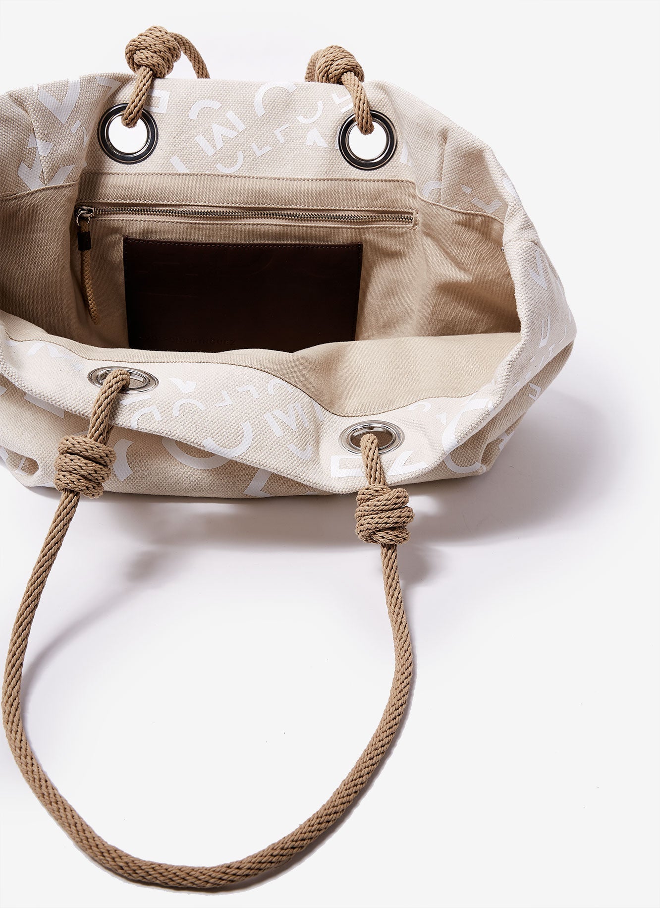 Women Bags | Natural Logoed Canvas Shopper by Spanish designer Adolfo Dominguez